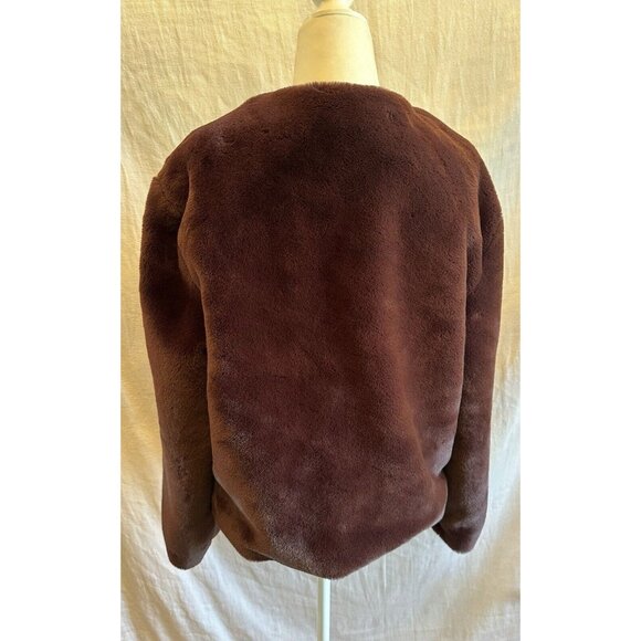 Anthropologie Sanctuary Starry Night Faux Fur Jacket Dark Purple Sz Small Luxury - Picture 6 of 16